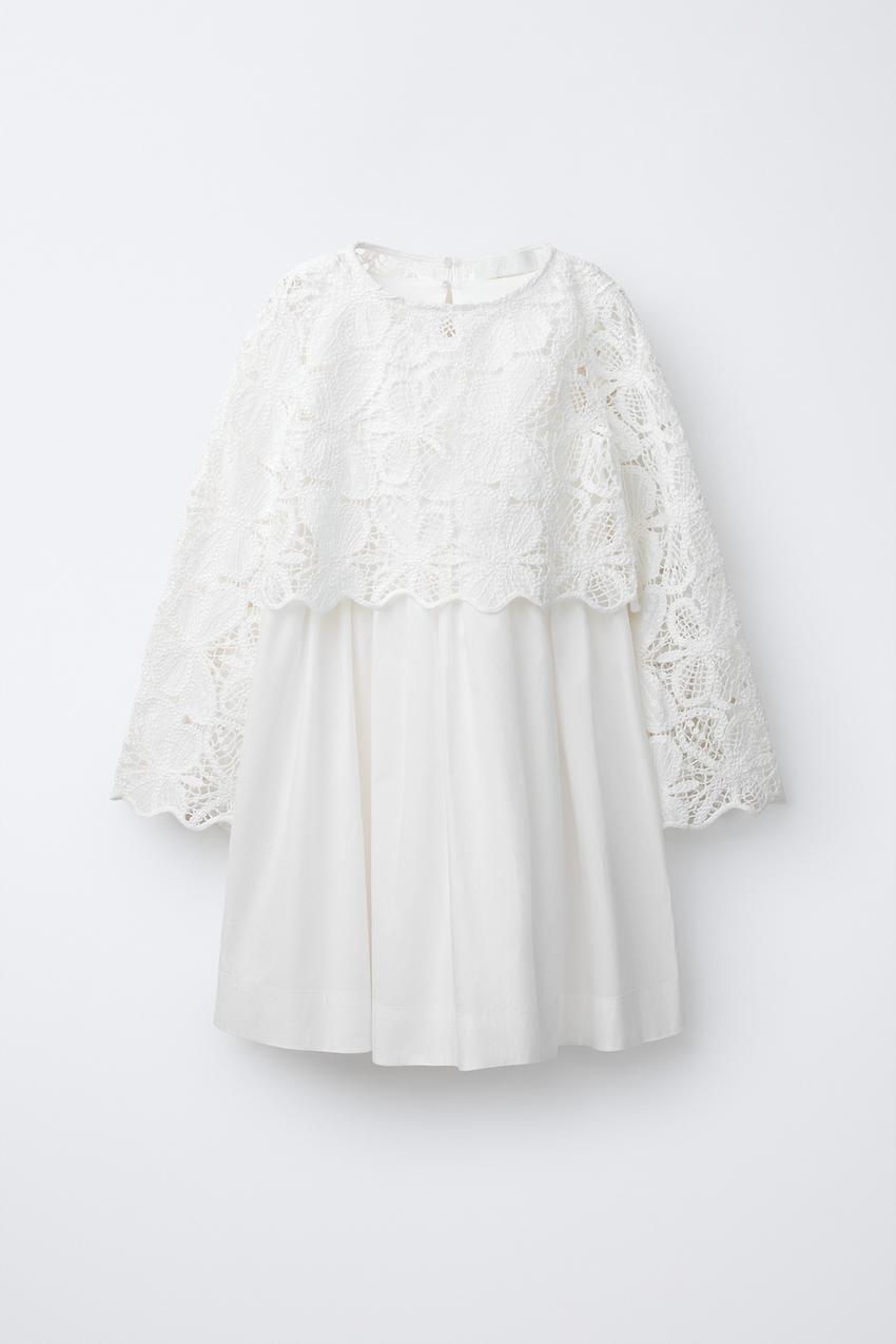 DOUBLE COMBINATION LACE DRESS - White | ZARA United States DOUBLE COMBINATION LACE DRESS - White | ZARA United States