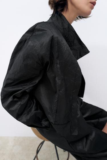Zaras METALLIC THREAD BOMBER JACKET - Svart