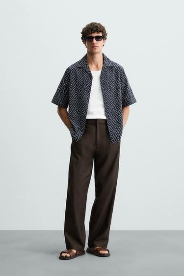 SHIRT WITH CONTRAST EMBROIDERY - Navy blue by Zara - Image 0