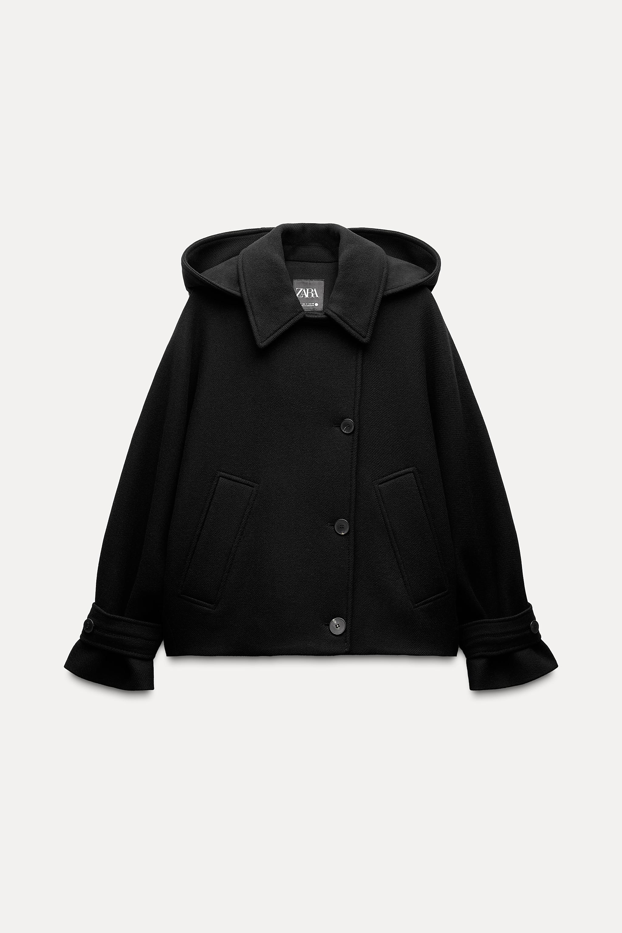 ZW COLLECTION ウール混紡ケープコート - ブラック | ZARA Japan / 日本