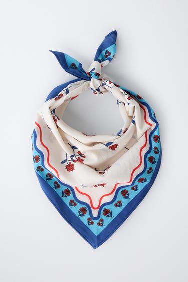 BANDANA À IMPRIMÉ FLEURS - Écru / Bleu de Zara - Image 3