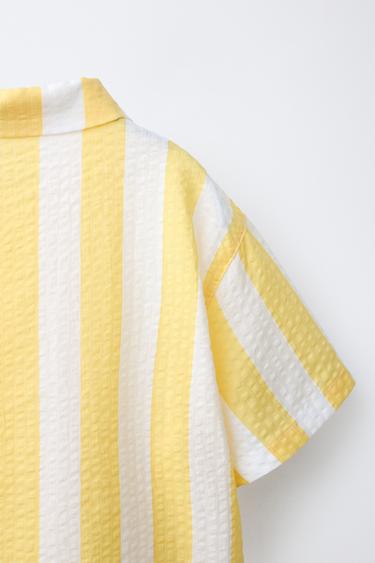 CHEMISE SEERSUCKER À RAYURES - Jaune de Zara - Image 3