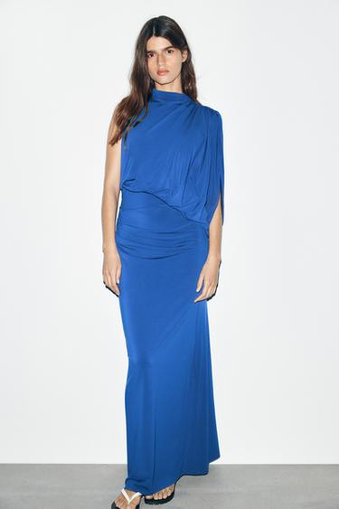 VESTIDO DRAPEADO CAPA - Azulina de Zara