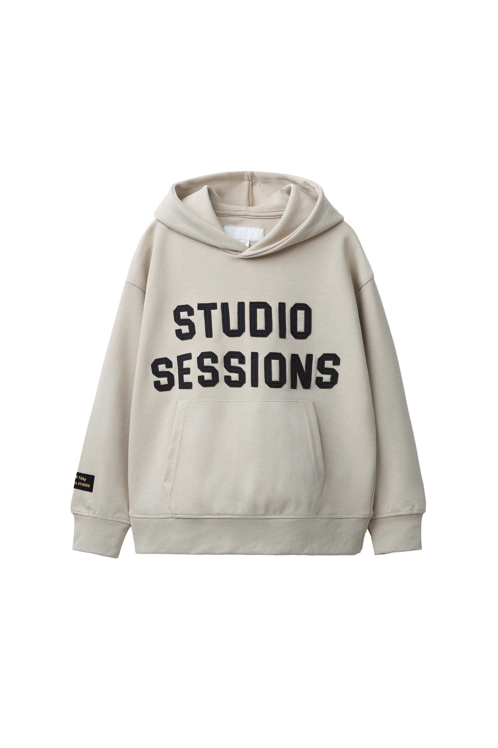 VARSITY INTERLOCK HOODIE SWEATSHIRT - Ecru | ZARA United States