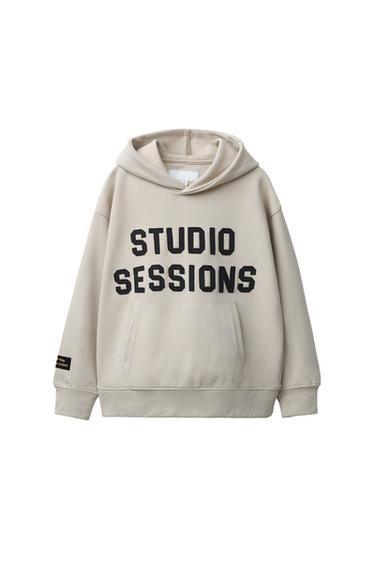 SUDADERA CAPUCHA VARSITY INTERLOCK - Crudo de Zara