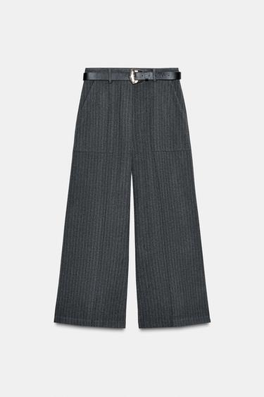CULOTTES WITH BELT AND PINSTRIPES - striped by Zara