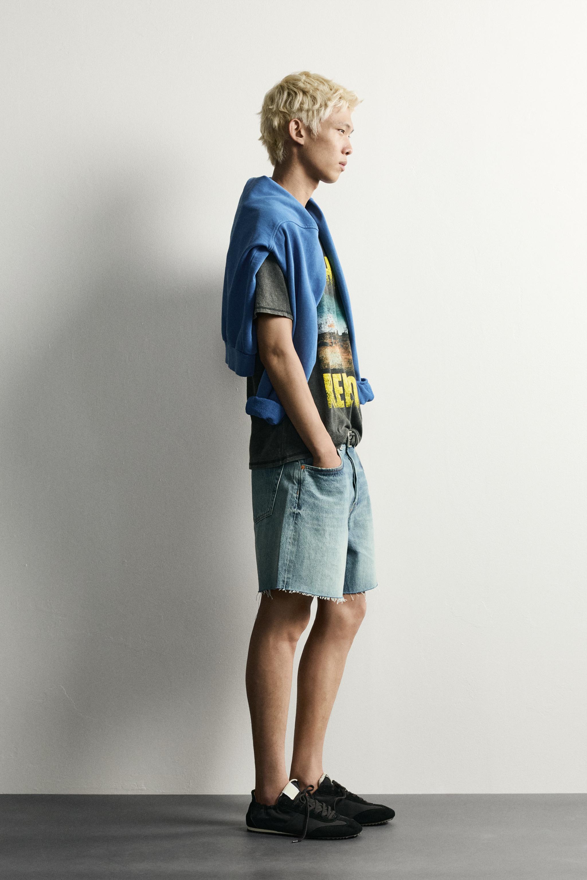 Zara YIKAMALI BASKILI TRİKO T-SHIRT görsel 4