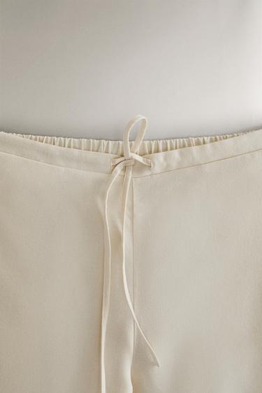 LONG FLANNEL TROUSERS - Ecru by Zara - Image 1