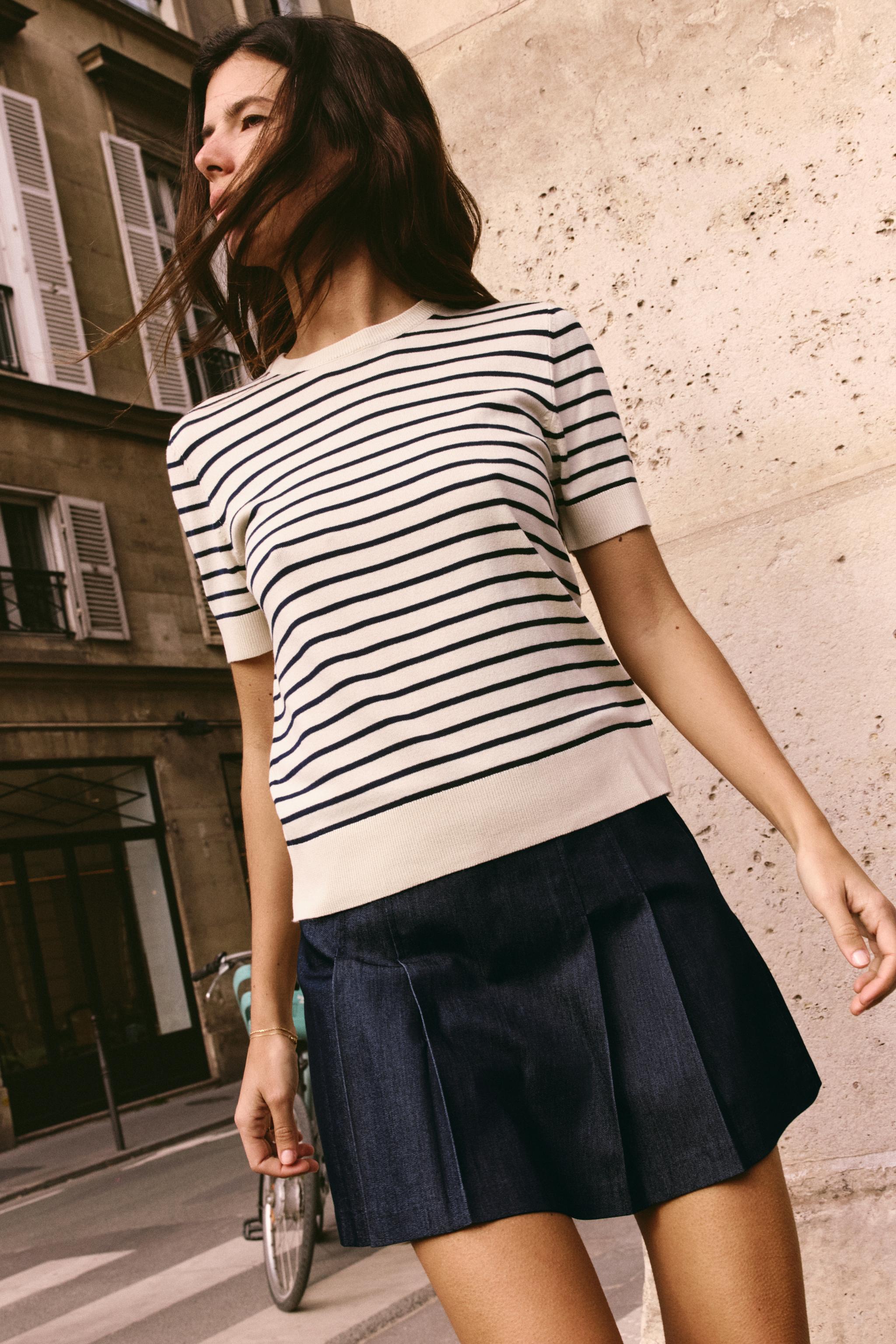 【ZARA】フルイドニットTシャツ ストライプ | 0304/406/105 04092429030-p.jpg?ts=