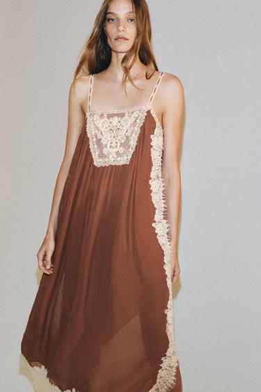 ZW COLLECTION LACE STRAP DRESS - Brick by Zara - Image 1