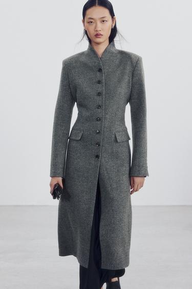 ZW COLLECTION WOOL BUTTON COAT — Gray 2