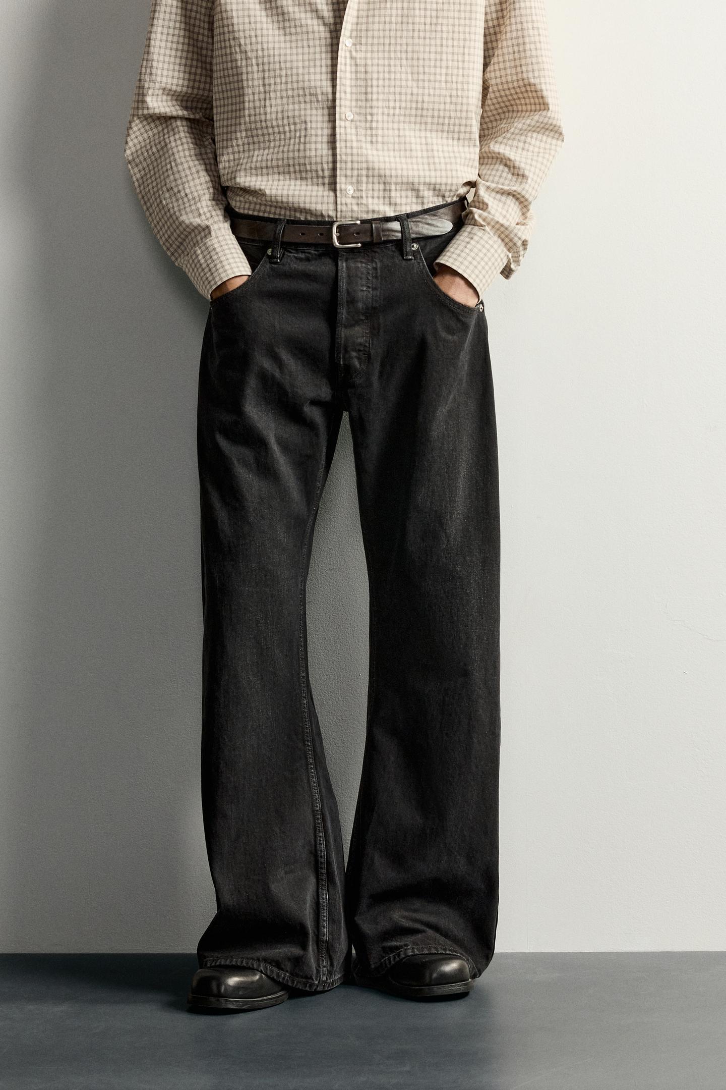 Мужские джинсы Zara Barrel Flare Fit, цвет: Чёрный — фото 2