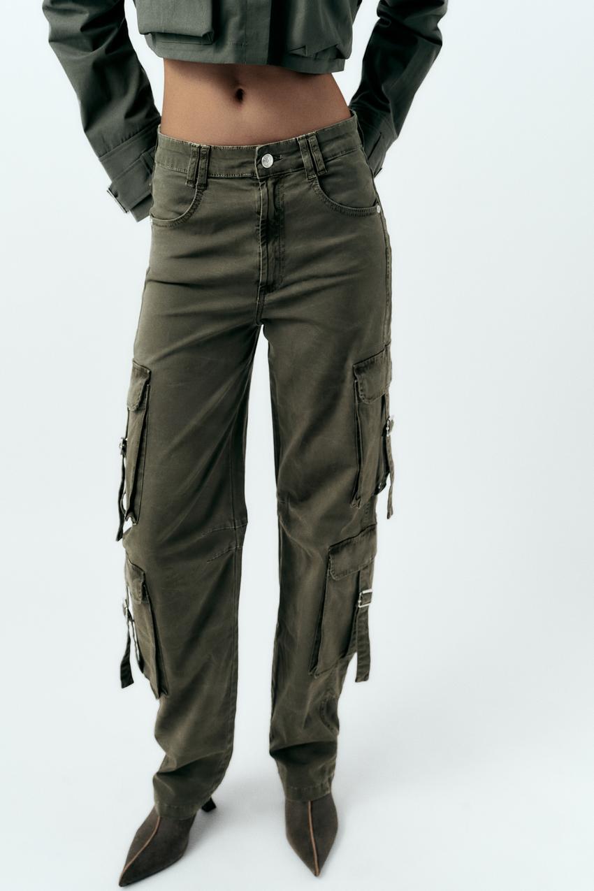 Zara Light Beige Khaki High Rise Jogger Pants Belt  High waisted cargo  pants, Khaki, Khaki cargo pants