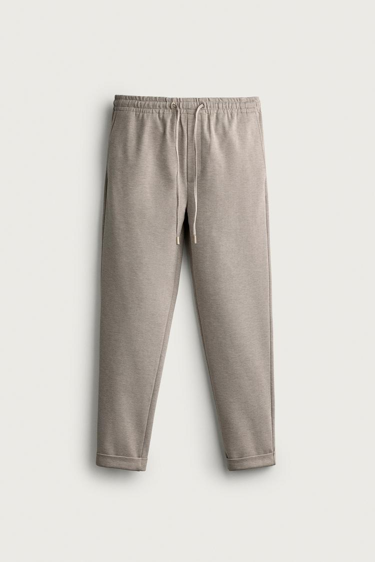 EASY CARE JOGGER-WAIST PANTS — Dark tan