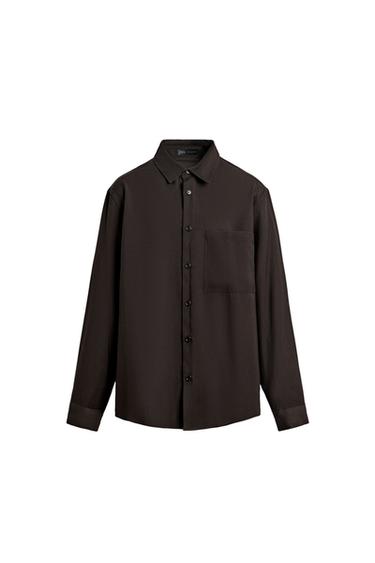 Zara FLOWY POCKET SHIRT - Brown