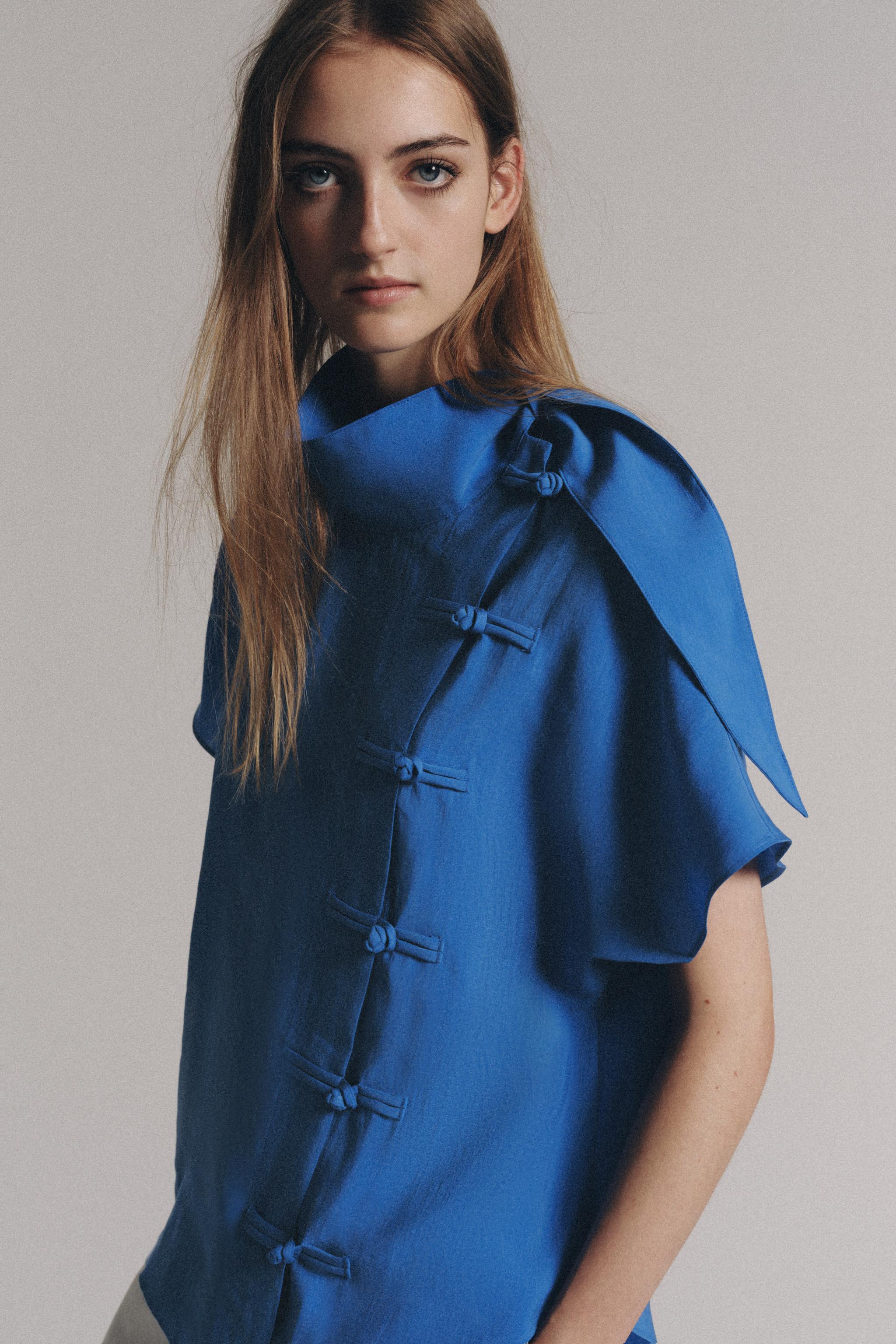 ZW COLLECTION FROG FASTENING SHIRT — Bluish