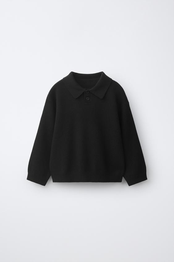 PLAIN KNIT POLO SHIRT - Black de Zara - Imagen 0