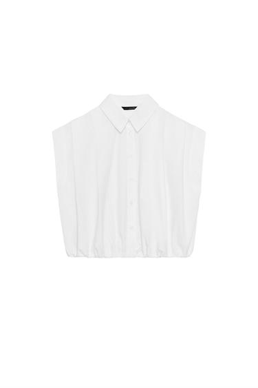 Zara 燈籠短版襯衫 - 白色