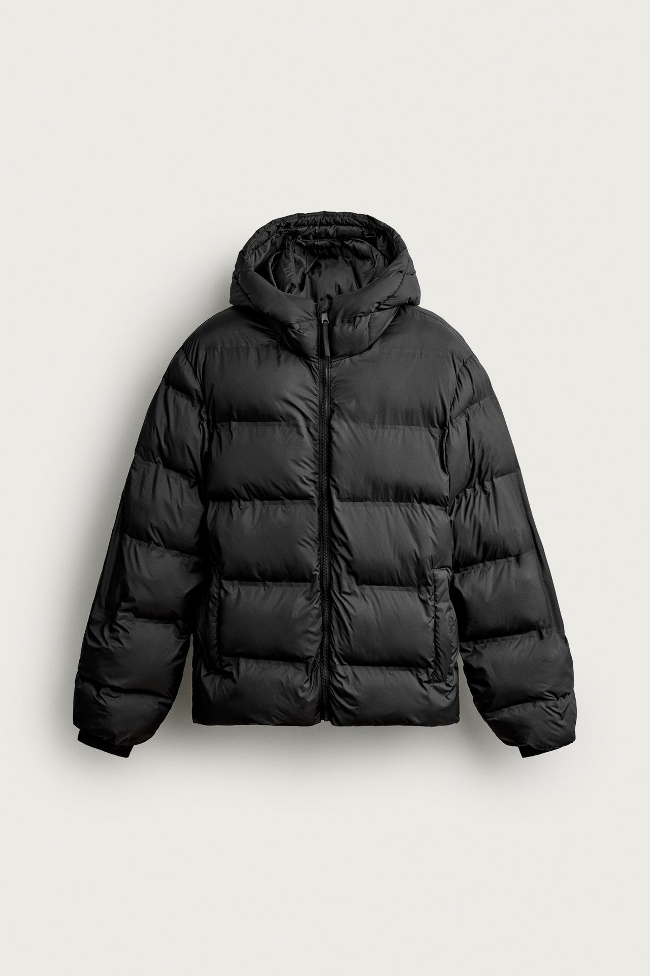PADDED HOODIE JACKET — Black