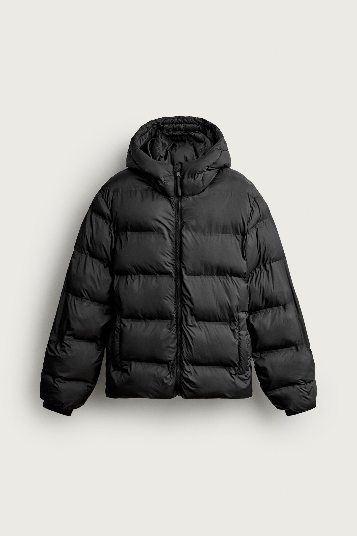 Мужская куртка Zara Quilted Hoodie Jacket, цвет: Чёрный — фото 6