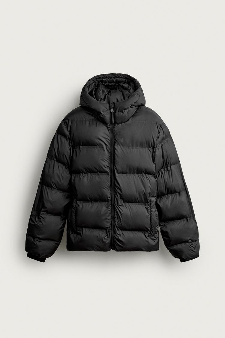 PADDED HOODIE JACKET — Black