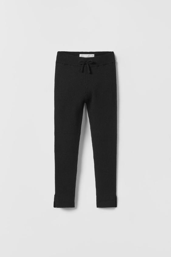 RIBBED KNIT PLAIN LEGGINGS WITH VENTS Black ZARA Australia