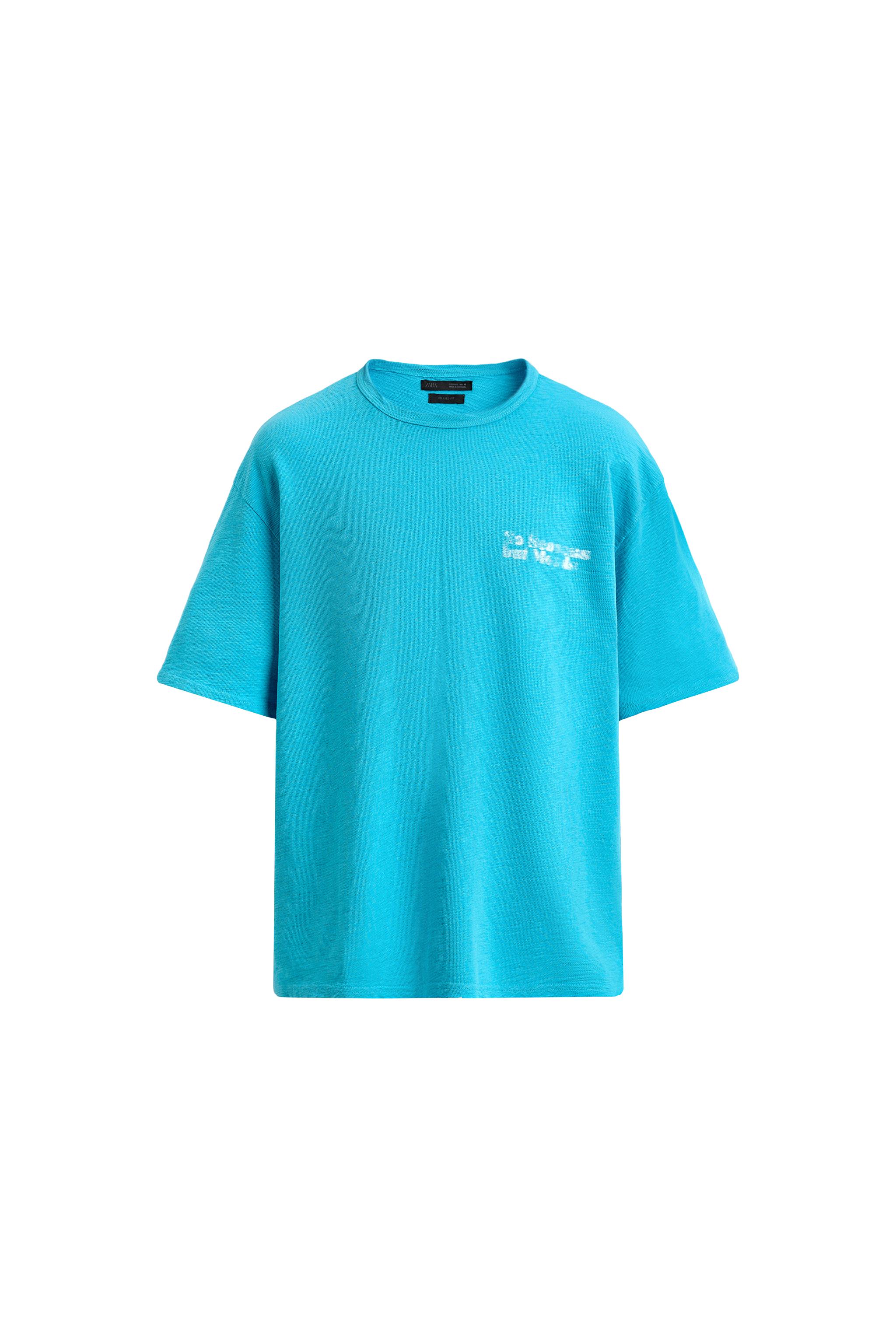 ユーズド加工プリントTシャツ - ウォーターブルー | ZARA Japan / 日本