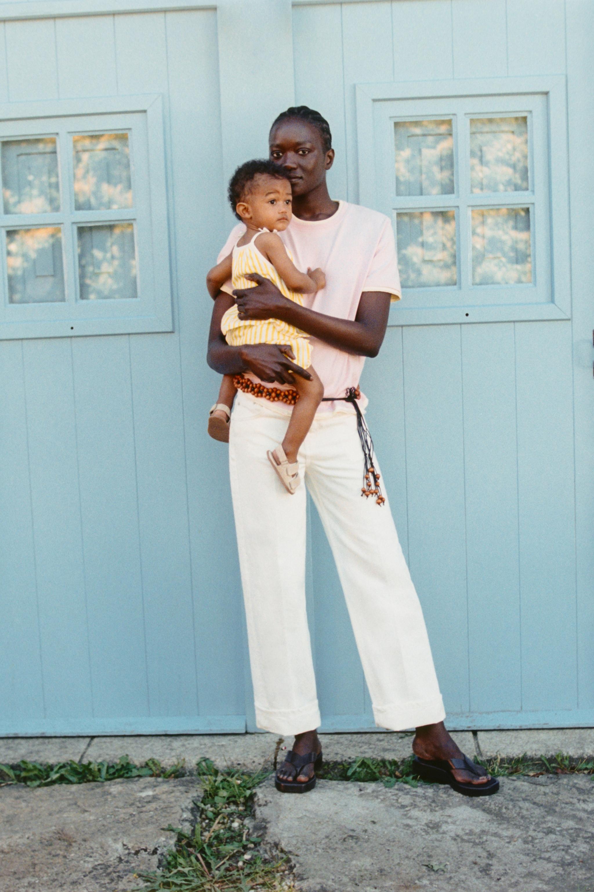 STRIPED T-SHIRT AND BLOOMER SET — Printed