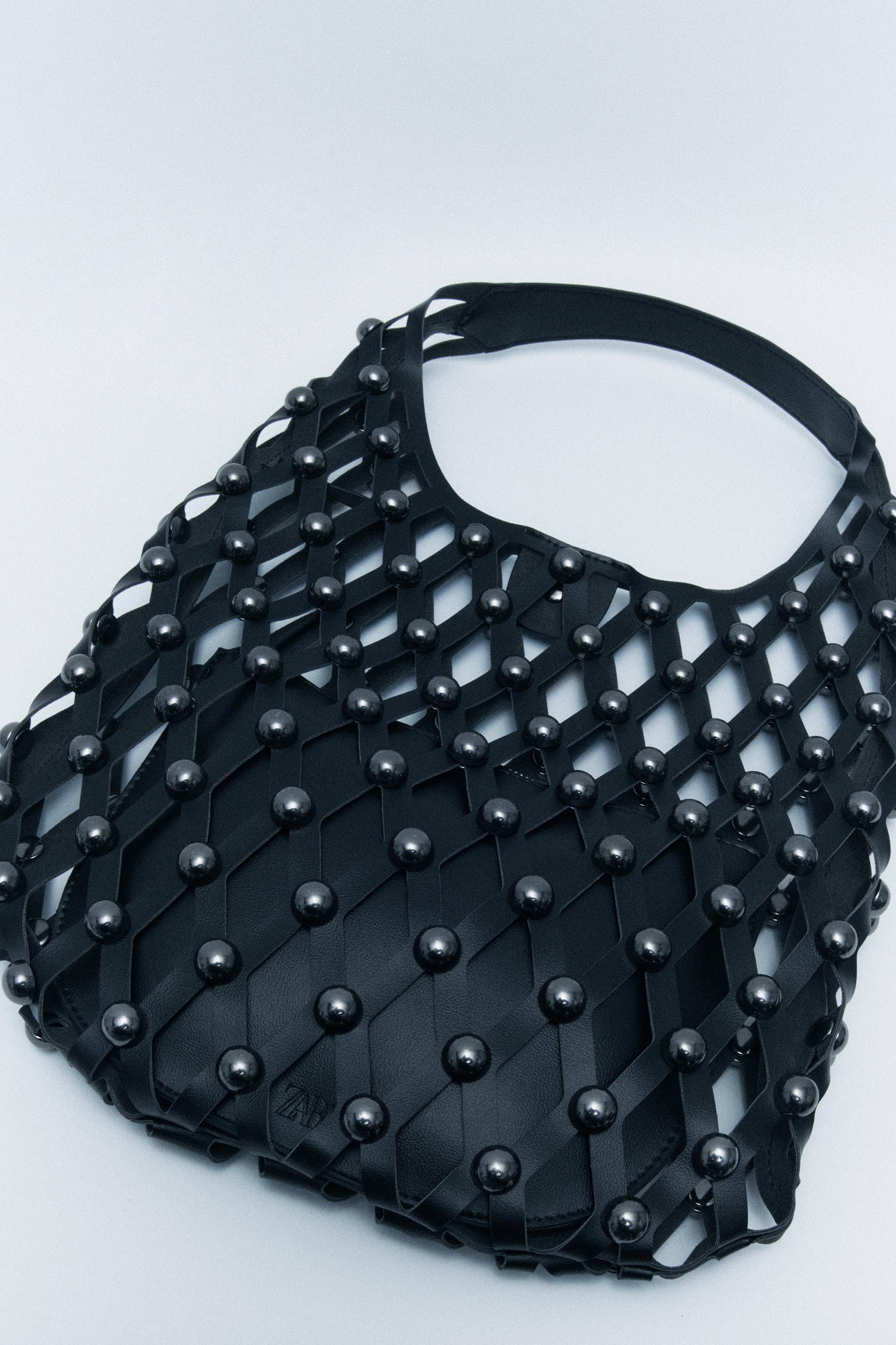 Zara black discount studded bucket bag