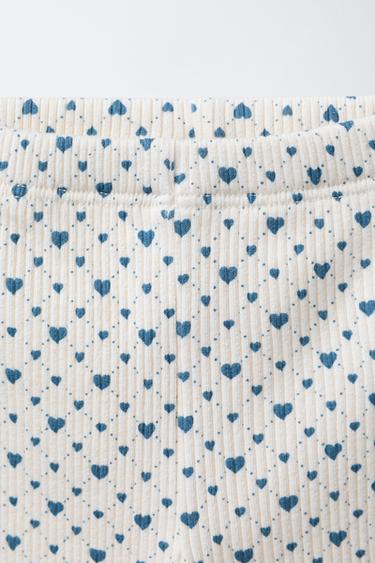 SOFT-TOUCH RIBBED LEGGINGS WITH BOWS - Ecru / Blue by Zara - Image 2