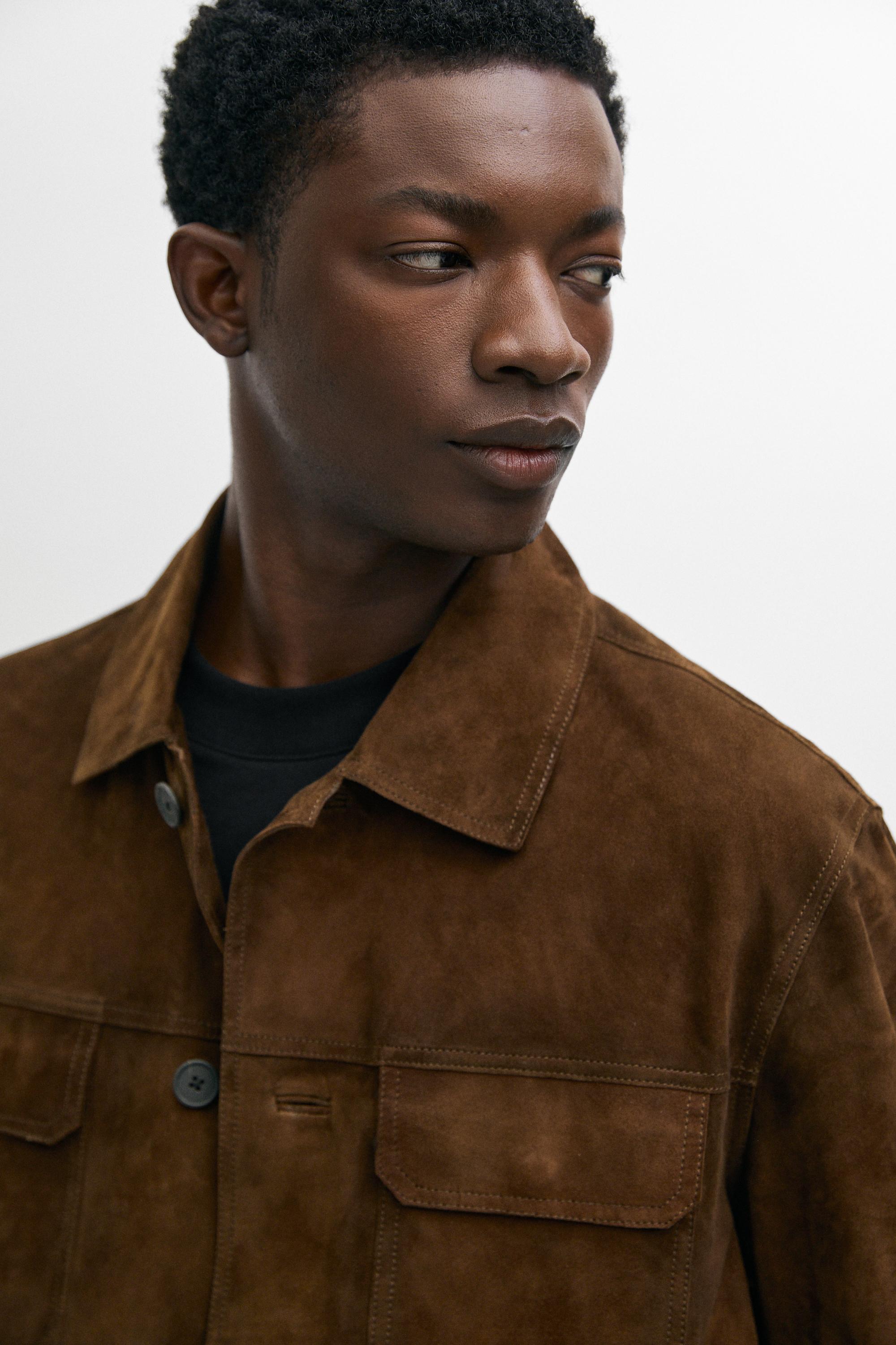 Suede jacket with pocket detail