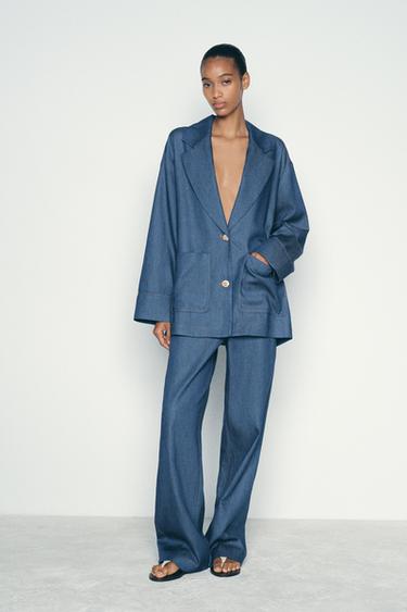 ОУВЪРСАЙЗ БЛЕЙЗЪР, ИМИТАЦИЯ НА ДЕНИМ - Индиго от Zara