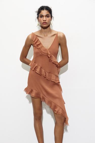 FRILLED ASYMMETRIC DRESS - Toffee by Zara