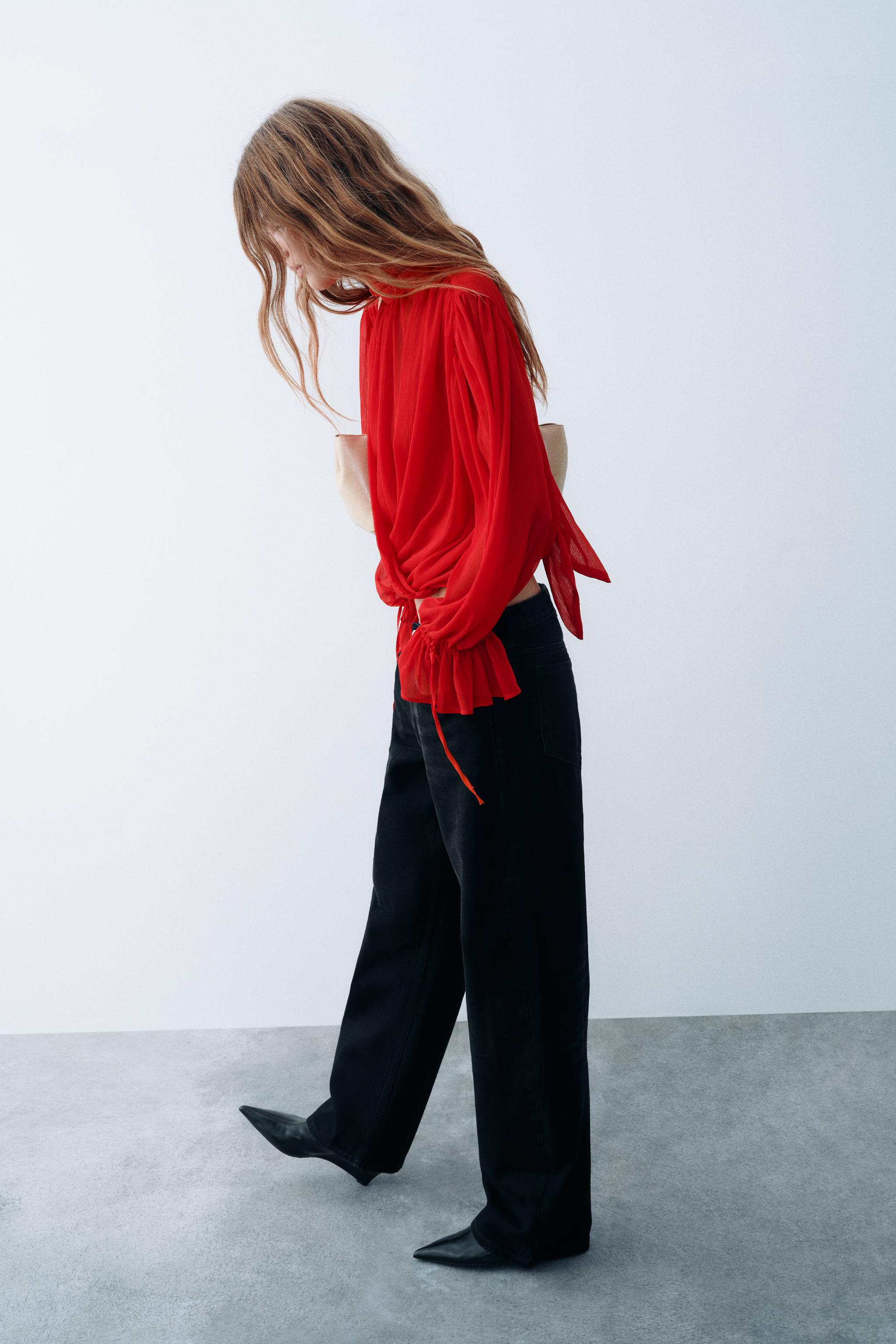Zara SIRTI BAĞCIKLI DRAPE TOP görsel 5