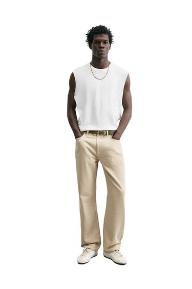 Zara LIGHTWEIGHT RELAXED FIT TANK TOP - White