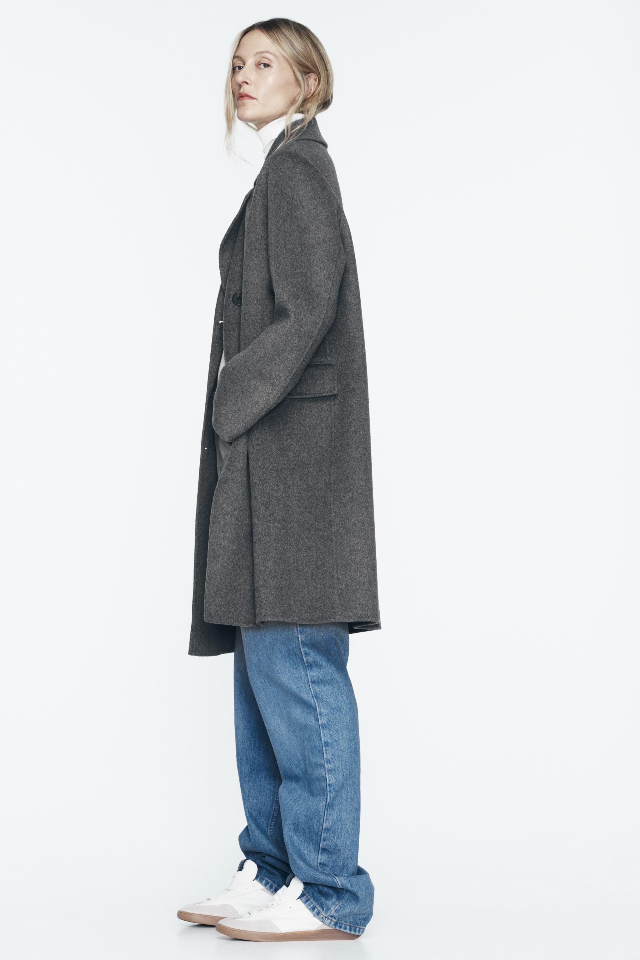 WOOL BLEND DOUBLE-BREASTED COAT - Grey | ZARA New Zealand