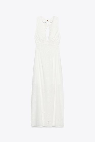 VESTIDO MIDI BORDADOS - Branco da Zara