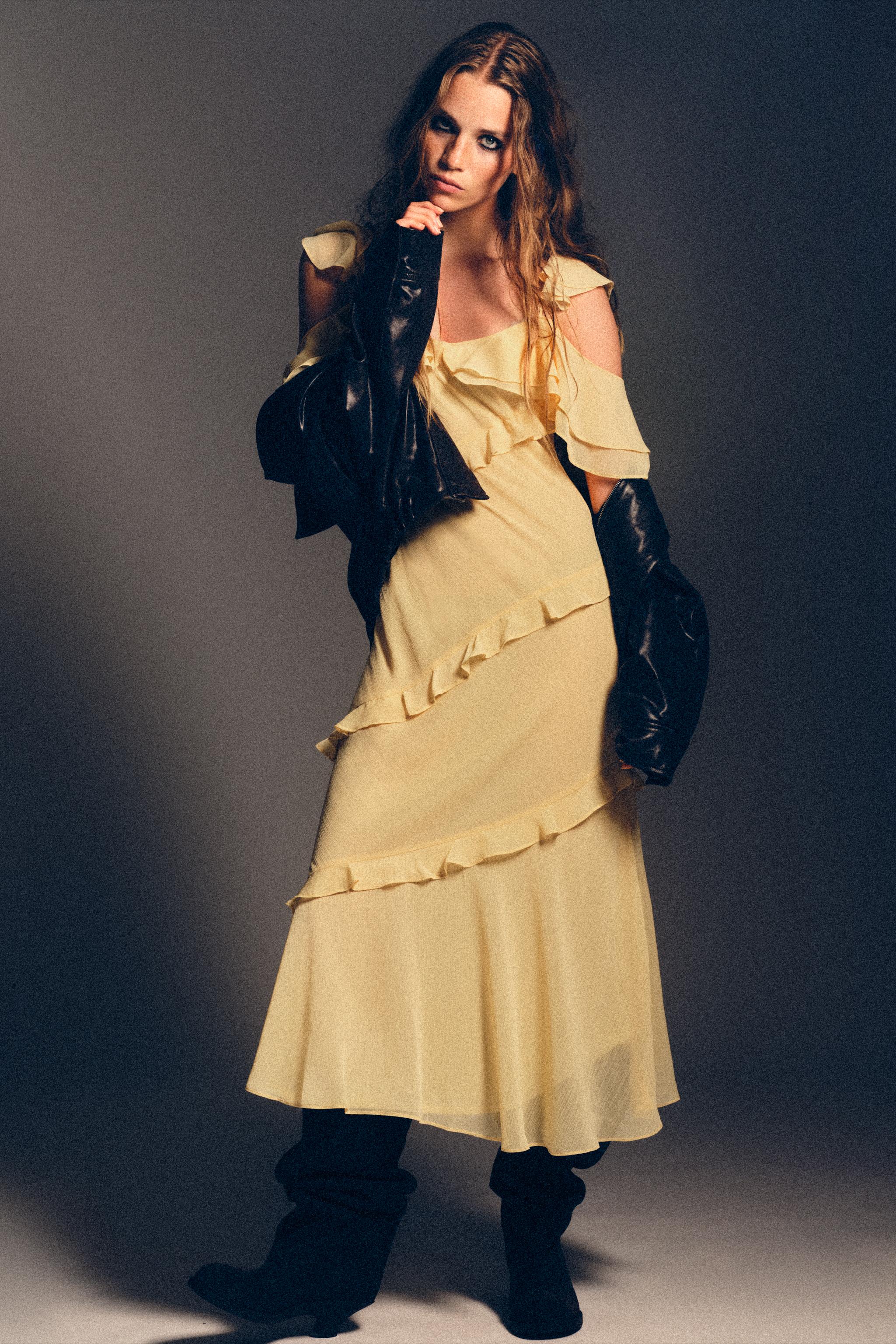 ZARA イエロードレス　パーティードレス ZW COLLECTION ミディワンピース - ミディアムイエロー | ZARA