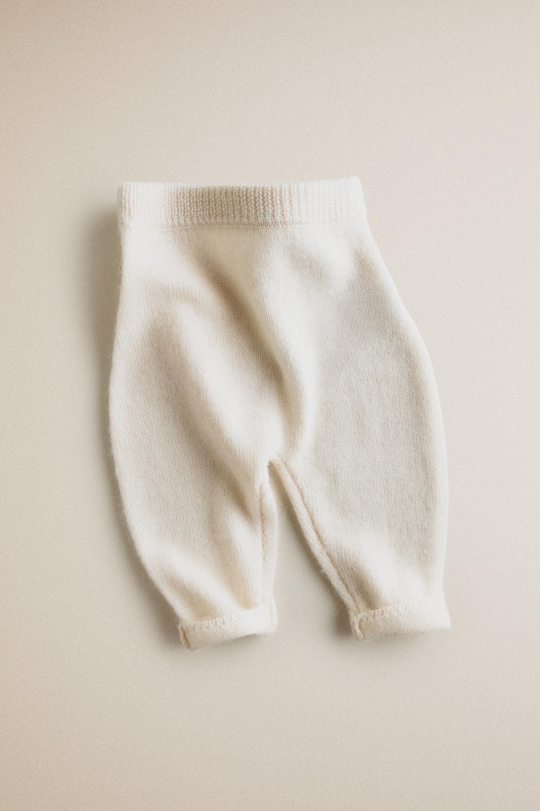 BABY ALPACA FOOTED LEGGINGS — Oyster-white