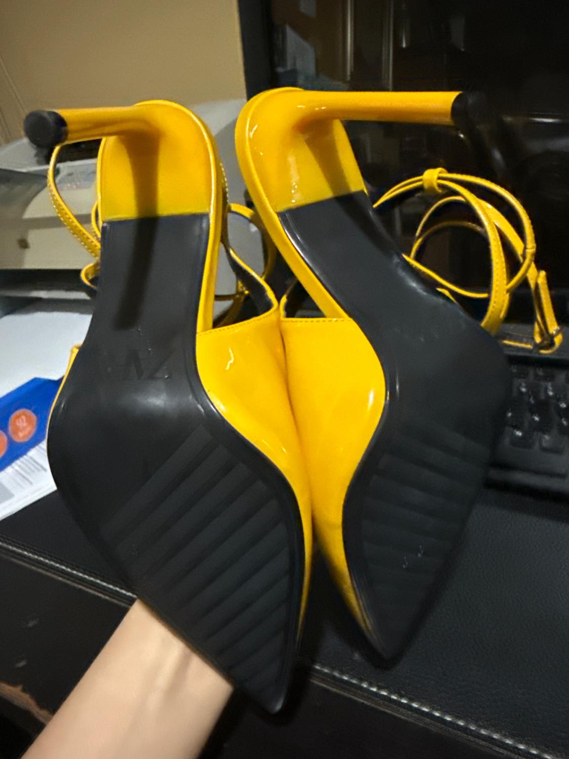 ZARA YELLOW STRAPPY SLINGBACK HEELS - Image 4