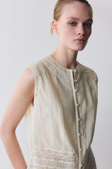 ZW COLLECTION LACE BLOUSE - Ecru by Zara