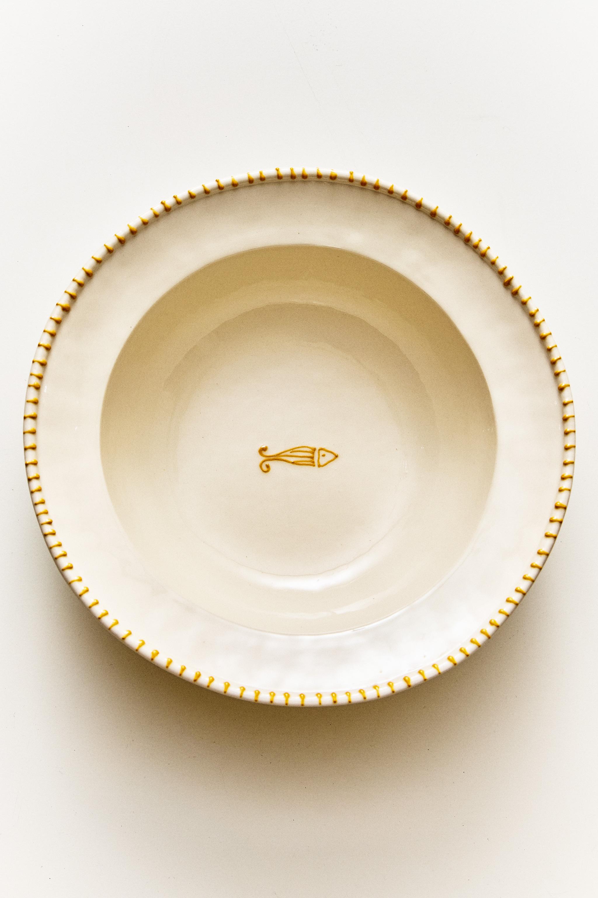 FISH EARTHENWARE SALAD BOWL — Yellow