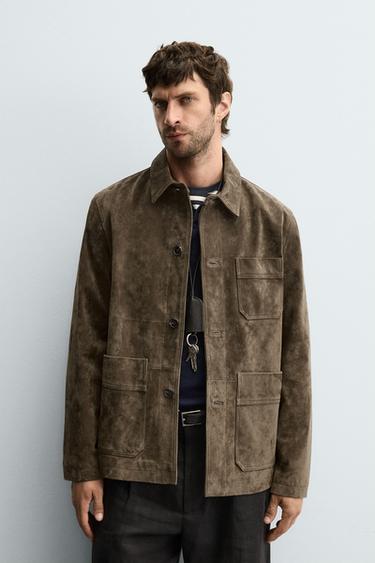 Zaras OVERSHIRT I MOCKALÄDER - mellankaki