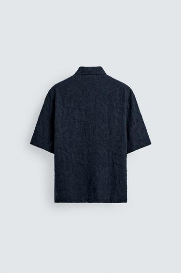 CHEMISE EN JACQUARD TEXTURÉ - Bleu marine de Zara - Image 7