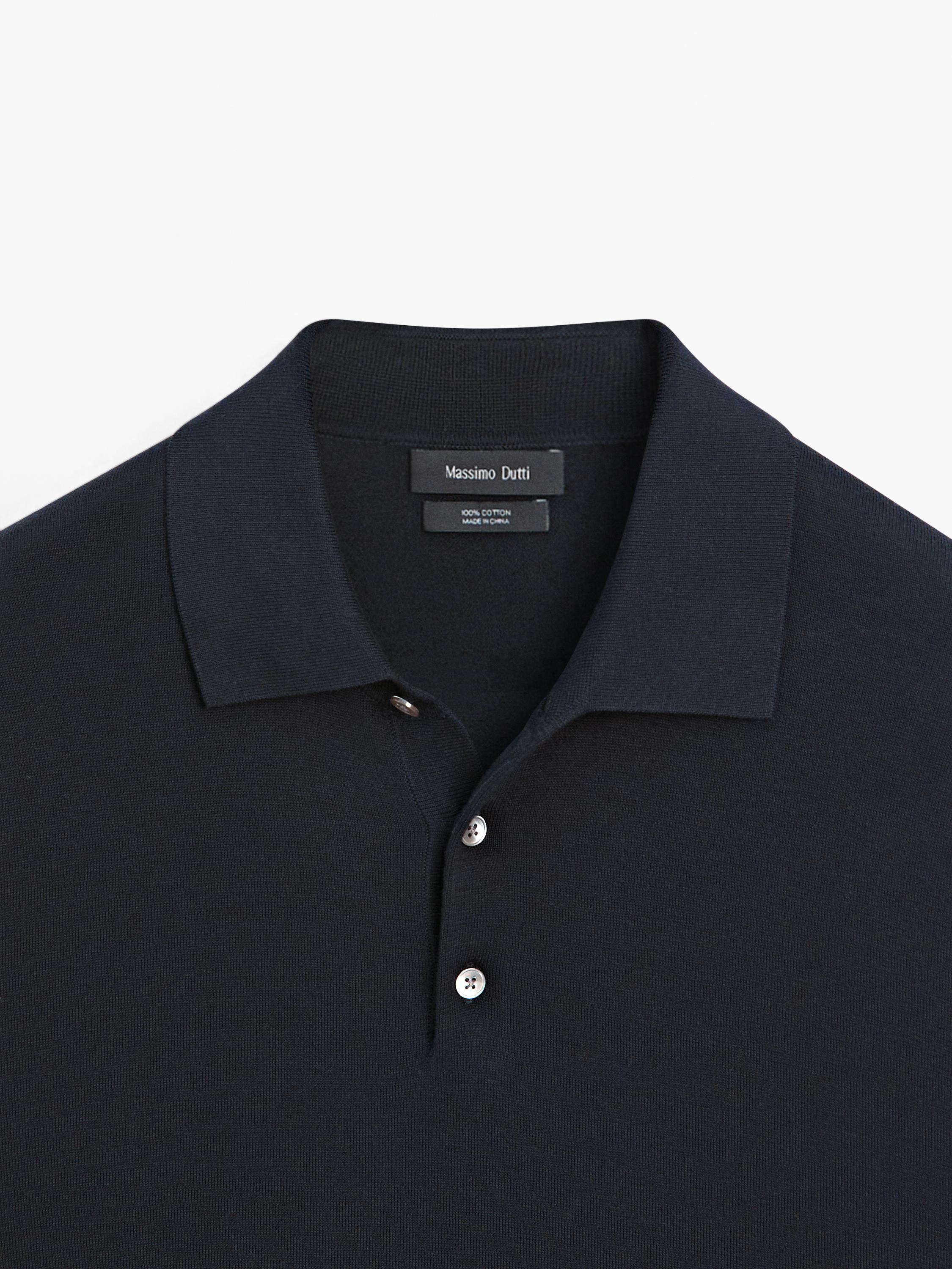 Knit cotton polo shirt