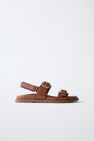 SANDALS WITH BUCKLES - Brown by Zara - Image 0