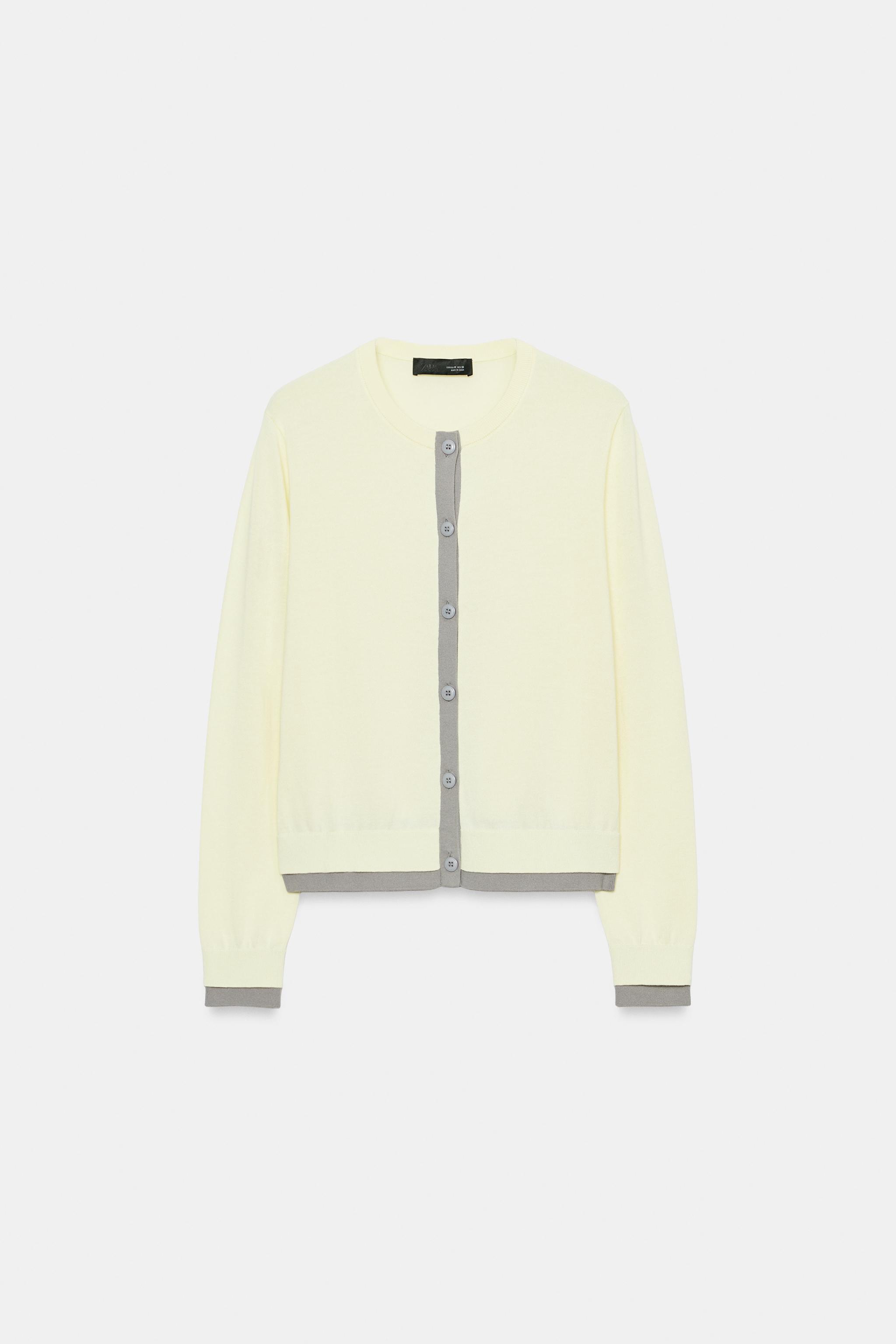 完売品ZARA コントラストボタン付きニットジャケットSサイズ新品タグ付き ZARA - 完売品ZARA コントラストボタン付きニットジャケットSサイズ