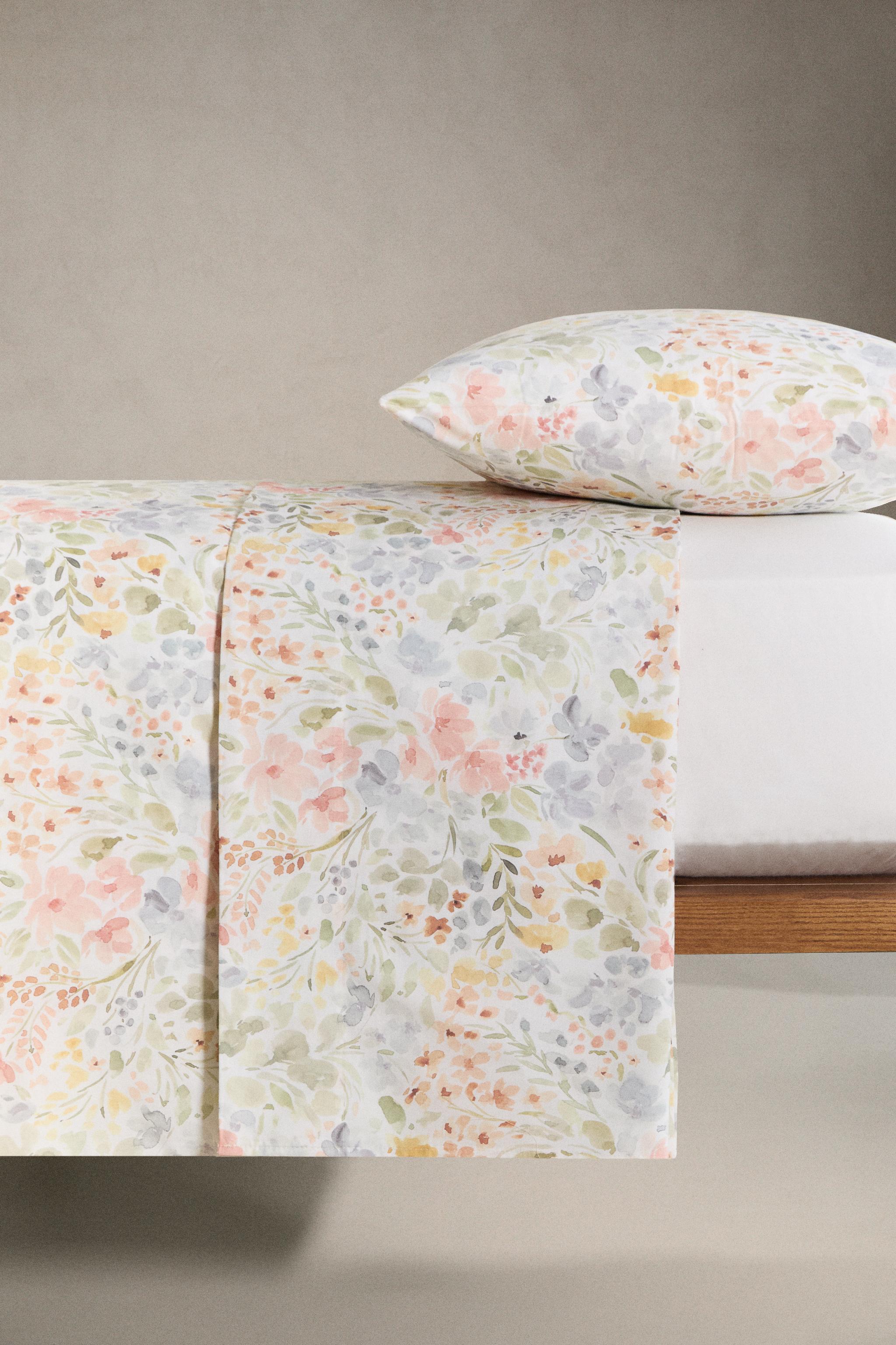 FLORAL PRINT FLAT SHEET - Oyster-white | ZARA United States
