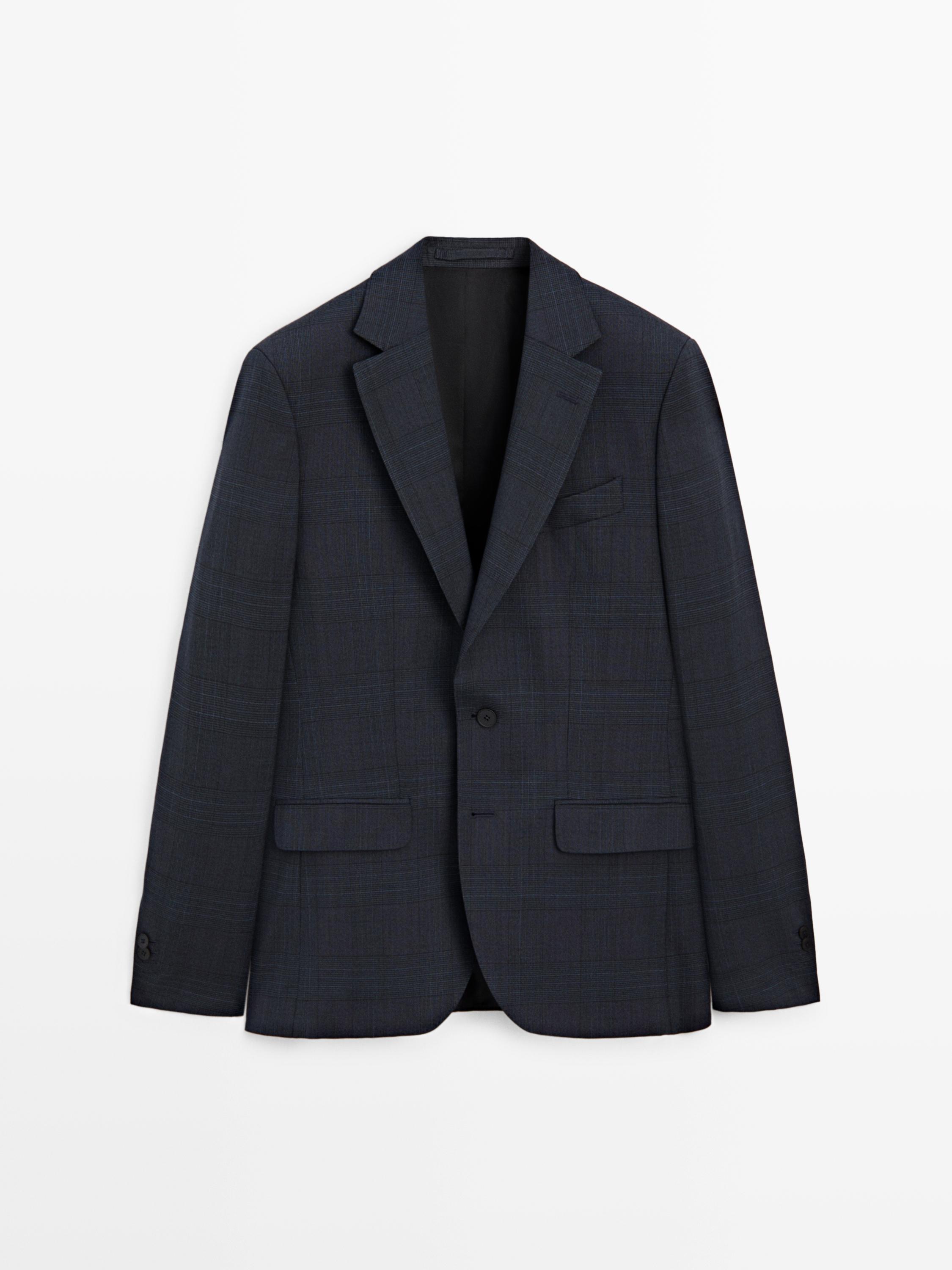 Veste de costume à carreaux en laine froide mélangée
