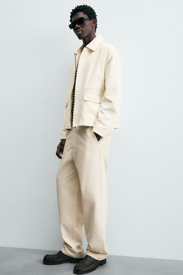 TEXTURED RELAXED FIT CHINO TROUSERS - Oyster-white by Zara